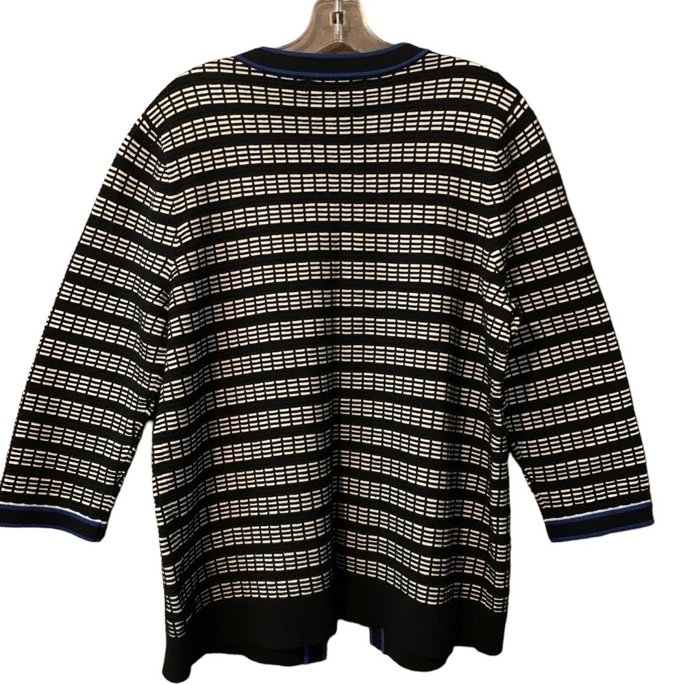KASPER Black & White Sweater with Cobalt Blue Trim - Picture 3 of 8